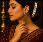 Copper Paisley Oval Stud Jhumka with Ball Drops