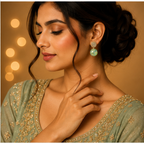 Gold Mint Pearl Drop Earrings