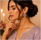 Gold Rose Medallion Drop Earrings – Lavender
