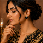 Gold Black Butterfly Crystal Earrings