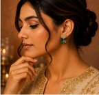 Gold Emerald Butterfly Crystal Earrings