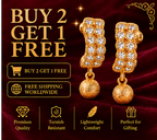 Gold Double-Row Crystal Huggie with Ball Drop
