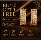 Gold Triple-Row Crystal Huggie Hoop Earrings
