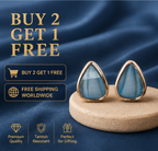 Rose Gold Blue Teardrop Stud Earrings