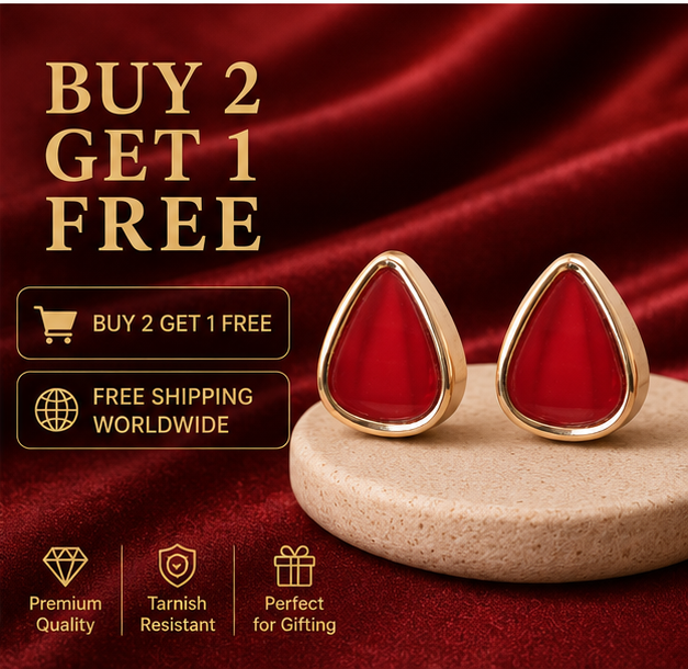 Rose Gold Ruby Teardrop Stud Earrings