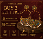 Antique Gold Peacock Chandbali Hoop with Multicolour Stones & Pearls