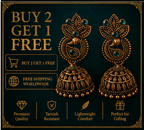 Antique Gold Paisley Peacock Jhumka – Green Stone