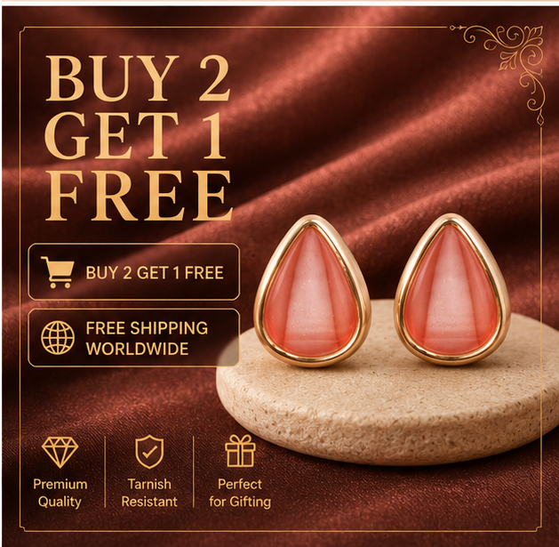 Rose Gold Coral Teardrop Stud Earrings