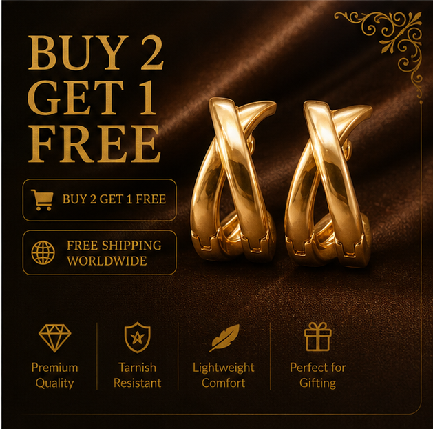Gold Crossover X Huggie Earrings