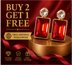 Gold Ruby Red Crystal Drop Earrings