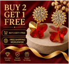 Gold Ruby Butterfly Crystal Earrings