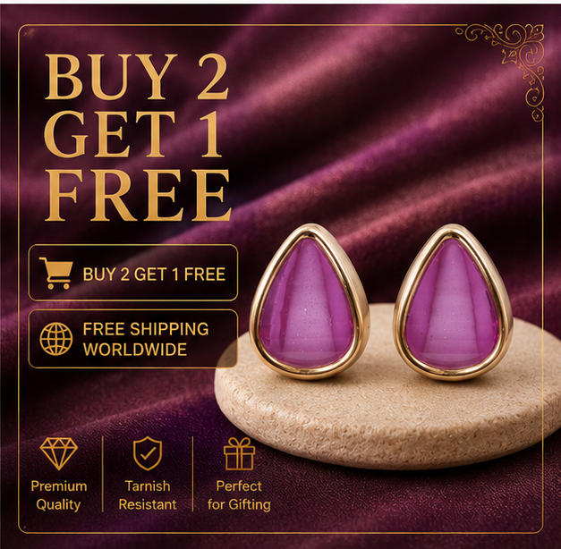 Rose Gold Amethyst Teardrop Stud Earrings