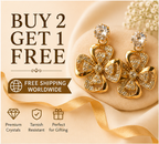 Gold Crystal Floral Drop Earrings