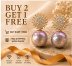 Gold Iridescent Mauve Pearl Drop Earrings