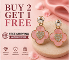 Rose Gold Pink Clover Heart Drop Earrings