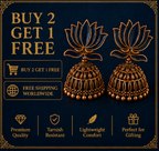 Navy Blue Enamel Lotus Jhumka Earrings