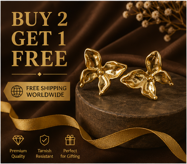 Gold Floral Stud Earrings