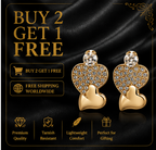Gold Twin-Heart Pavé Crystal Stud Earrings