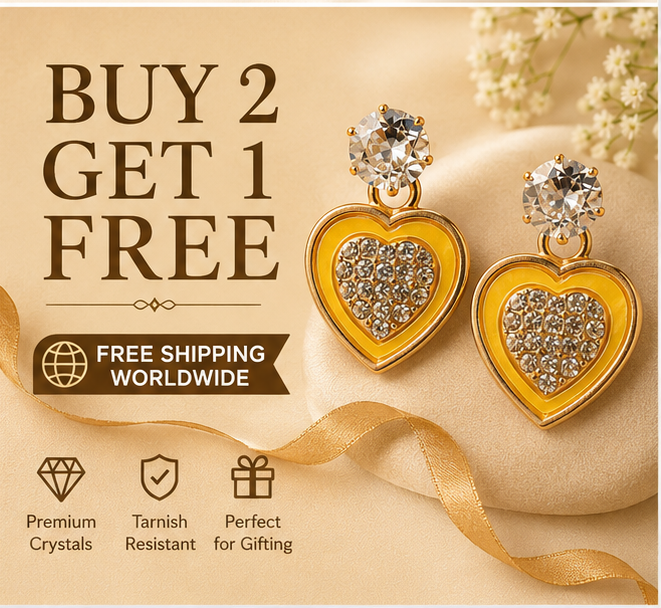 Gold Yellow Heart Drop Earrings