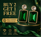 Gold Emerald Green Crystal Drop Earrings