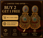 Antique Gold Peacock Oval Stud Chandbali with Bead Drops