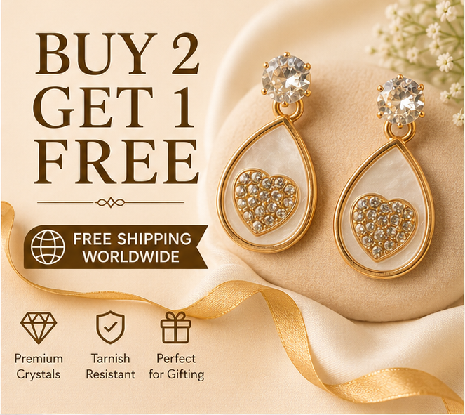 Gold Ivory Teardrop Heart Earrings