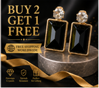 Gold Black Crystal Drop Earrings
