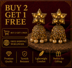 Antique Gold Star Stud Jhumka with Champagne Stones