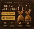 Antique Gold Hoop Jhumka with Ball Bead Fringe