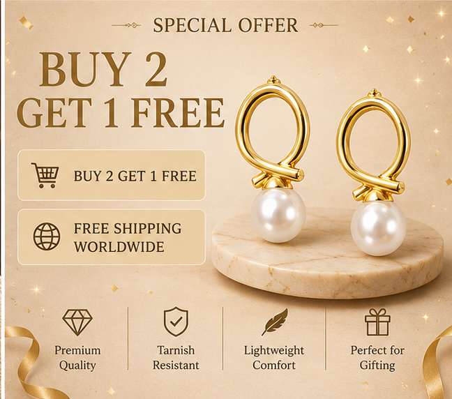 Gold Loop Knot Pearl Drop Earrings