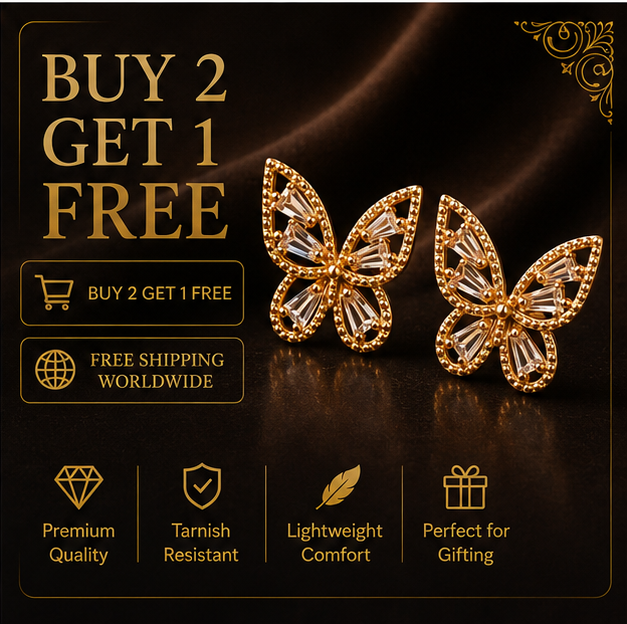 Clear Crystal Rose-Gold Butterfly Studs