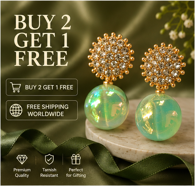 Gold Mint Pearl Drop Earrings