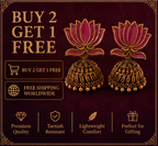 Pink Enamel Lotus Jhumka Earrings