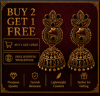 Copper Paisley Peacock Jhumka – Black Stone