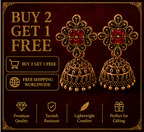 Antique Gold Flower Stud Cage Jhumka – Red Stone