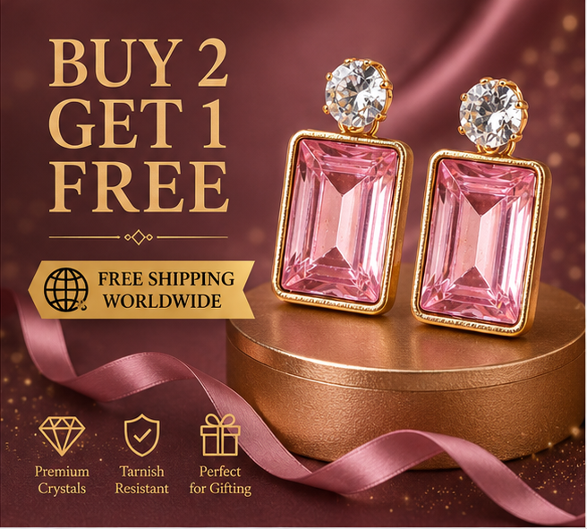 Gold Blush Pink Crystal Drop Earrings