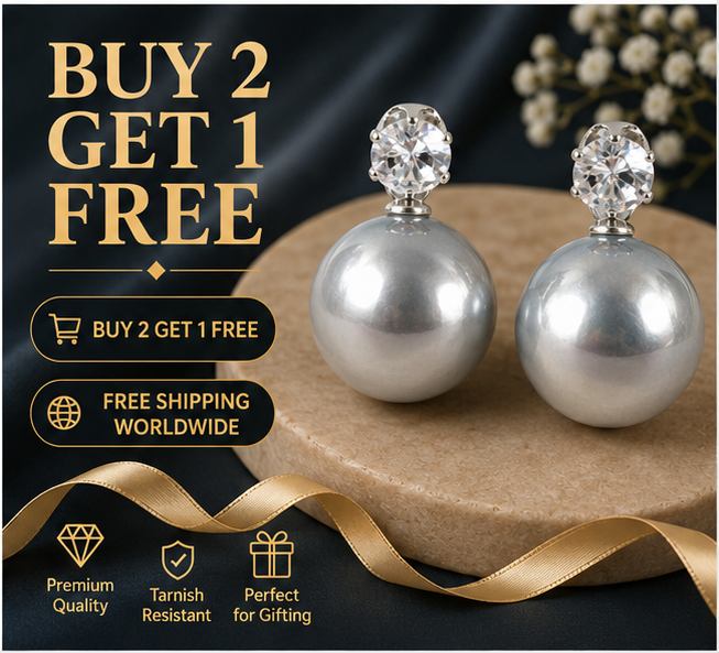 Silver Grey Pearl Stud Earrings