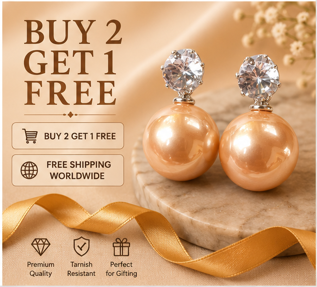 Silver Champagne Pearl Stud Earrings