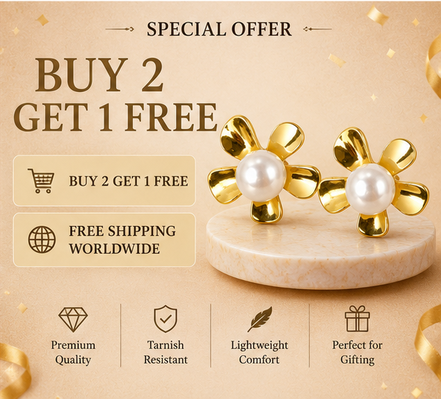 Gold Pearl Drop Earrings