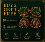 Green Enamel Lotus Jhumka Earrings