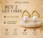 Gold Twisted Arc Pearl Stud Earrings