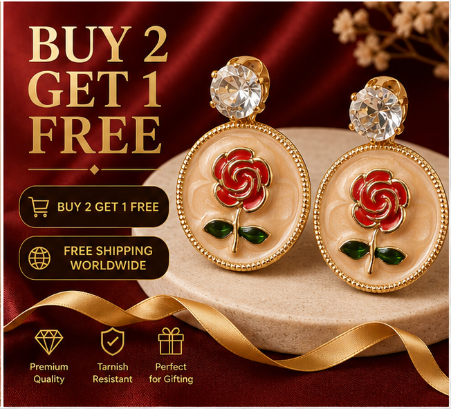 Gold Rose Medallion Drop Earrings – Ivory