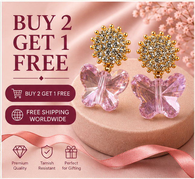 Gold Blush Butterfly Crystal Earrings