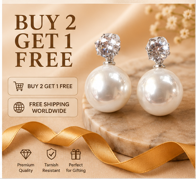 Silver White Pearl Stud Earrings
