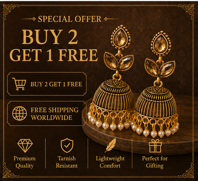 Antique Copper Smoky Crystal Leaf Stud Jhumka with Pearls