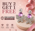 Silver Pavé Butterfly Crystal Drop Earrings