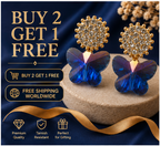Gold Sapphire Butterfly Crystal Earrings
