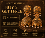 Antique Copper Mosaic Disc Jhumka with Pearl Drops