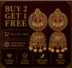 Antique Copper Crescent Arch Jhumka with Crystal Studs