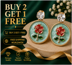 Gold Rose Medallion Drop Earrings – Mint Green